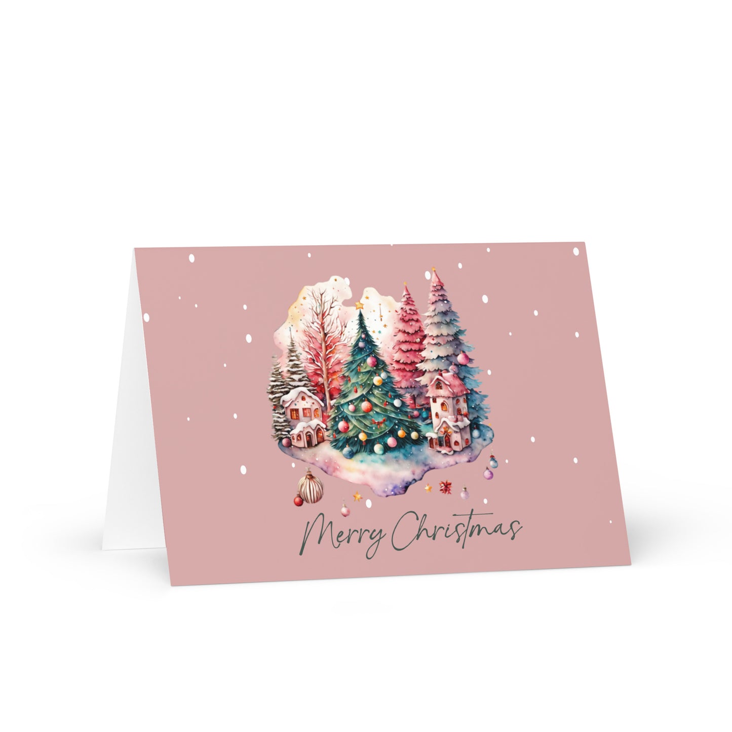 Merry Christmas Pink Greeting Card